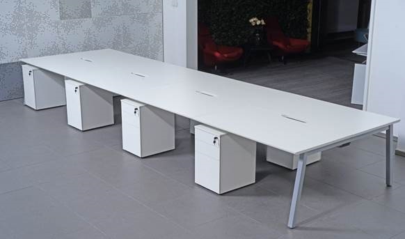 Set Of Modular Bench Desks White